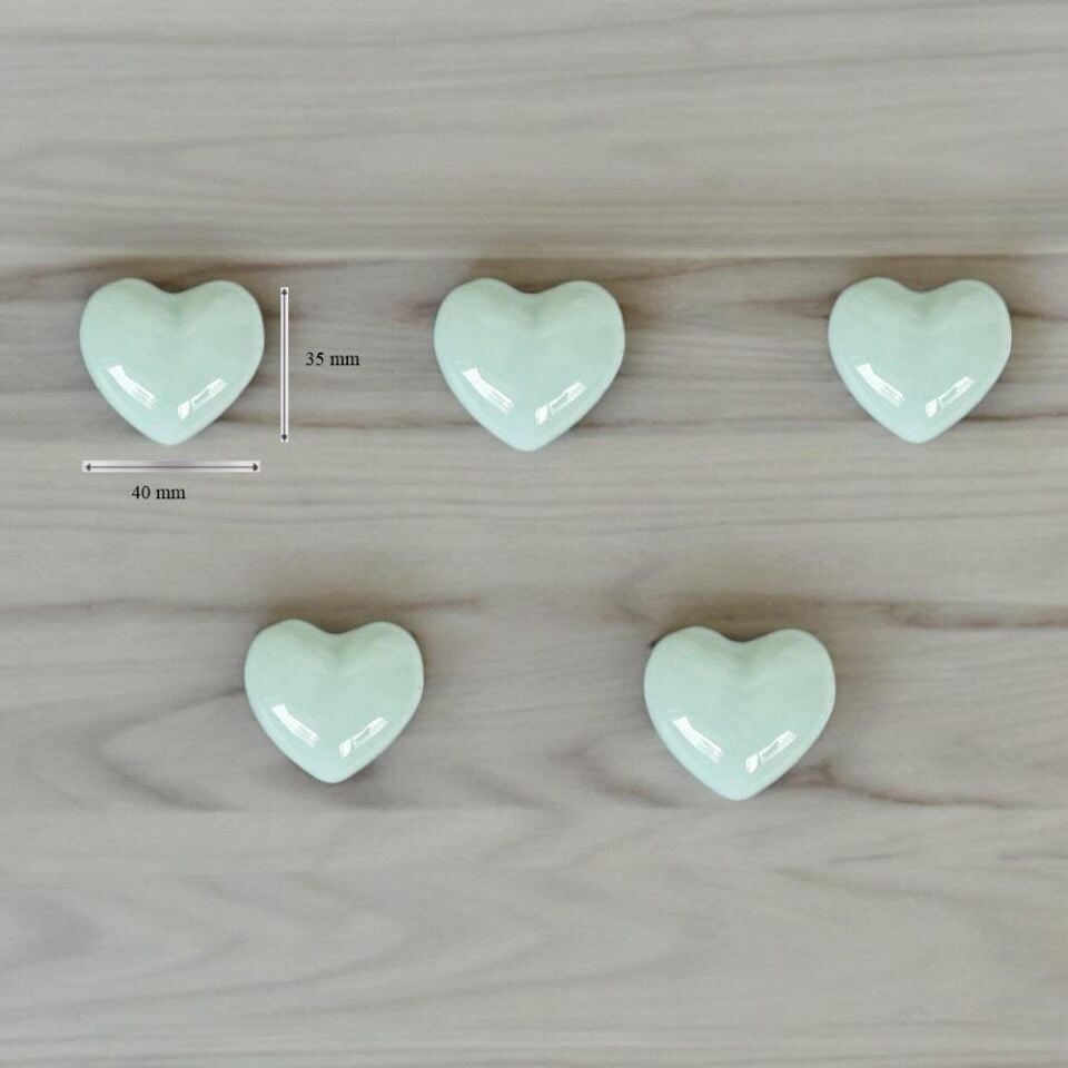 5 Adet Modern Kalp Kulp Bebek Çocuk Genç Odası Çekmece Dolap Mobilya Kulpu Beyaz