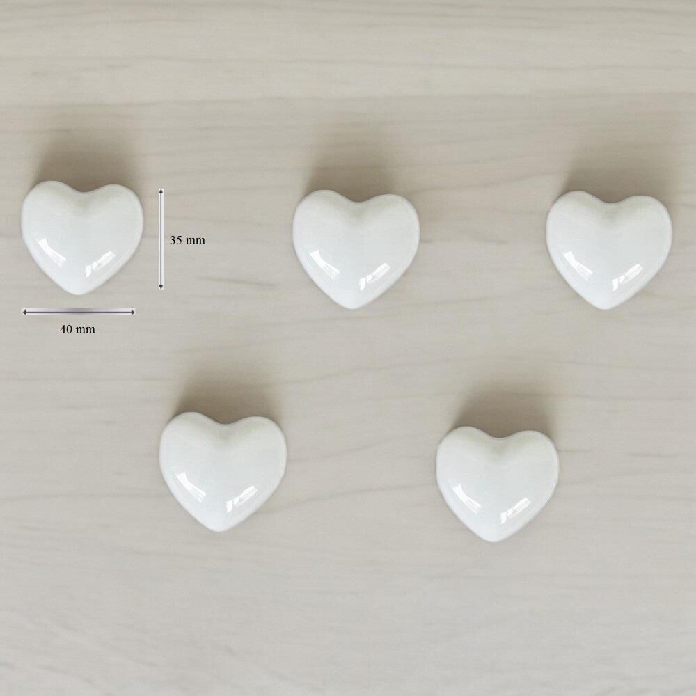 5 Adet Modern Kalp Kulp Bebek Çocuk Genç Odası Çekmece Dolap Mobilya Kulpu Beyaz