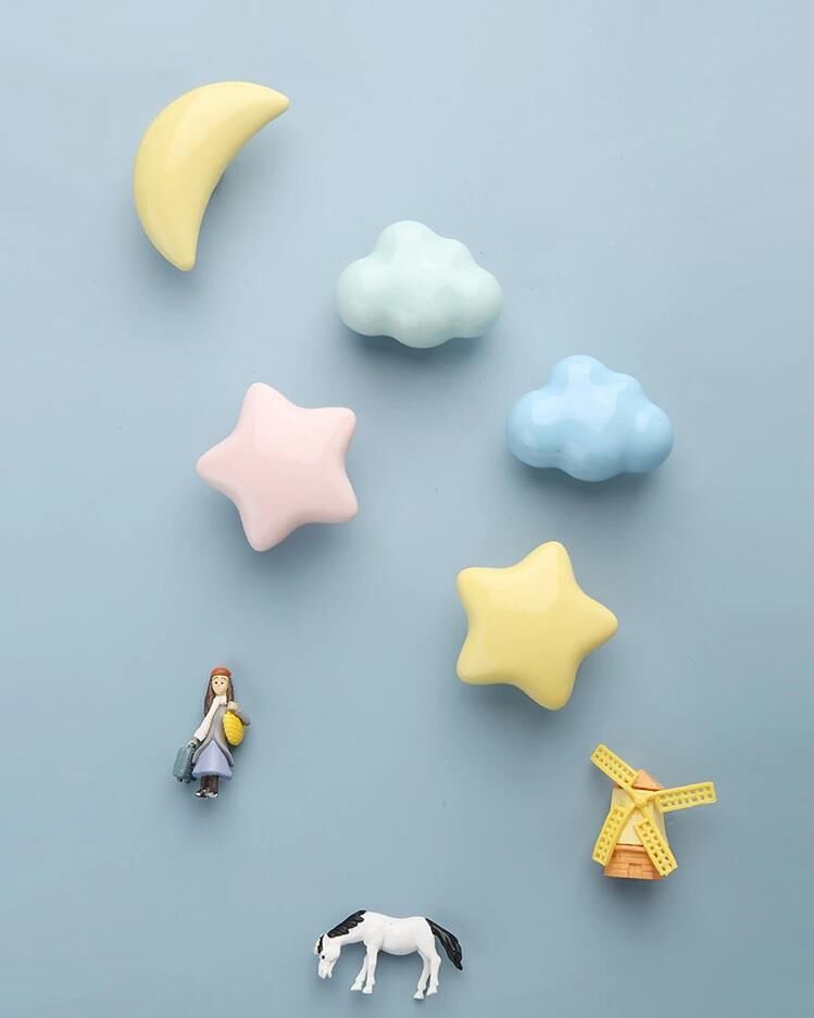 5 Adet Modern Bulut Kulp Bebek Çocuk Genç Odası Çekmece Dolap Mobilya Kulpu Sarı