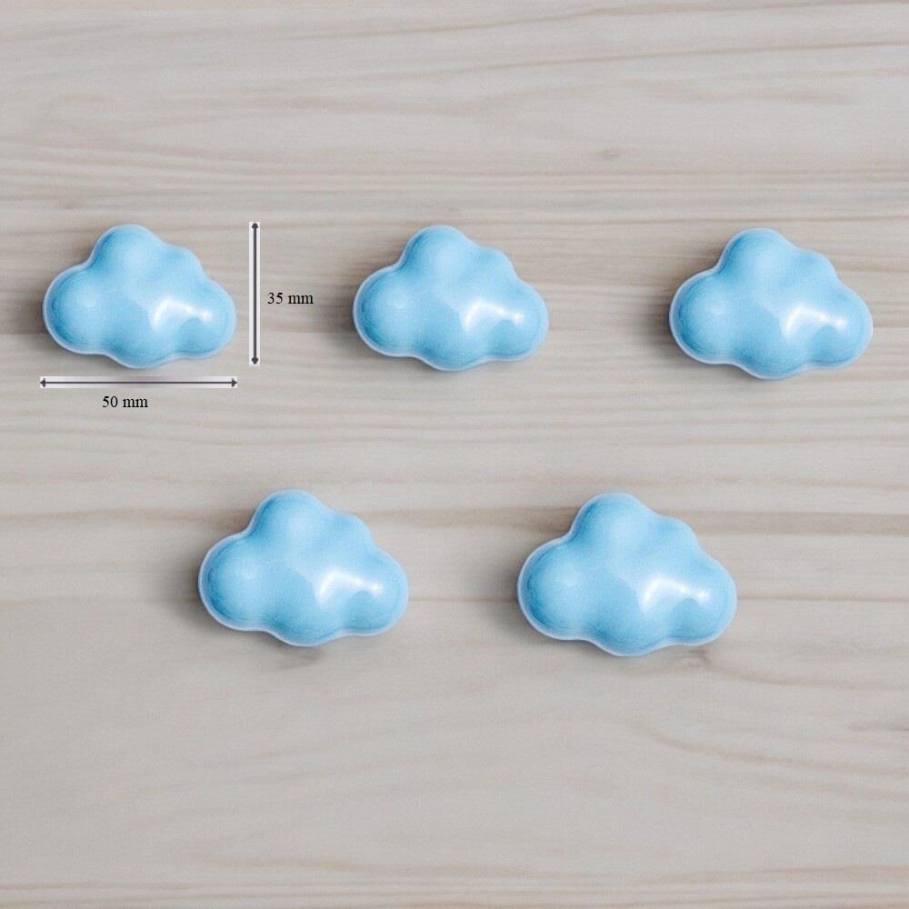 5 Adet Modern Bulut Kulp Bebek Çocuk Genç Odası Çekmece Dolap Mobilya Kulpu Mavi