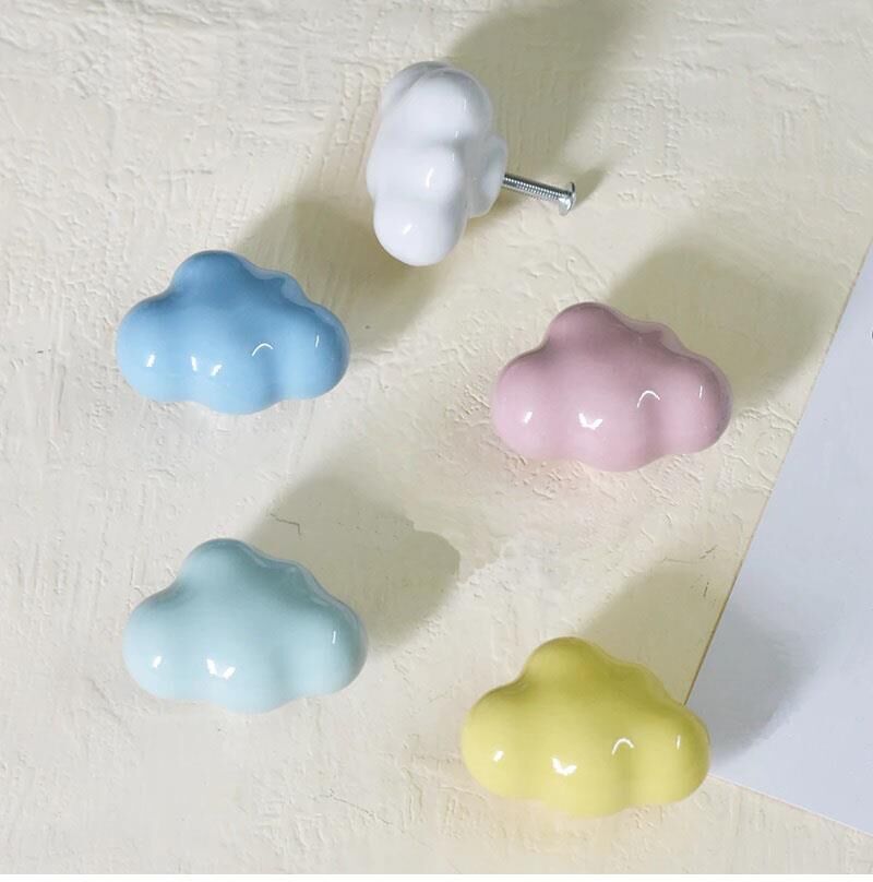 5 Adet Modern Bulut Kulp Bebek Çocuk Genç Odası Çekmece Dolap Mobilya Kulpu Sarı