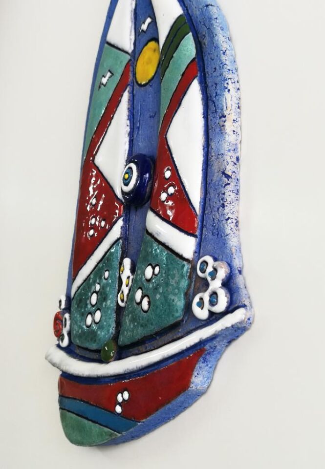 Özel Tasarım Seramik Yelkenli Büyük Boy Duvar Süsü