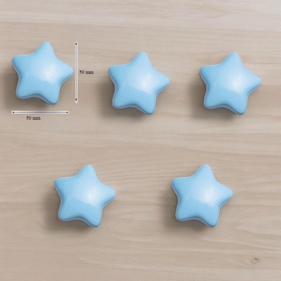 5 Adet Modern Yıldız Kulp Bebek Çocuk Genç Odası Çekmece Dolap Mobilya Kulpu