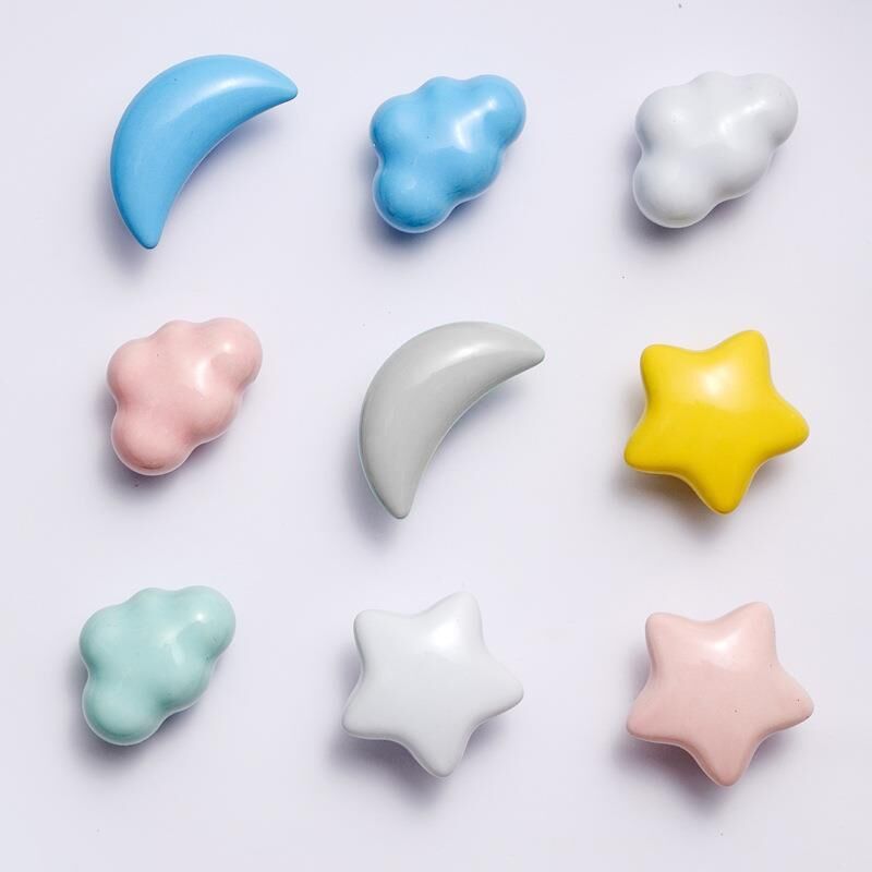 5 Adet Modern Yıldız Kulp Bebek Çocuk Genç Odası Çekmece Dolap Mobilya Kulpu Pembe