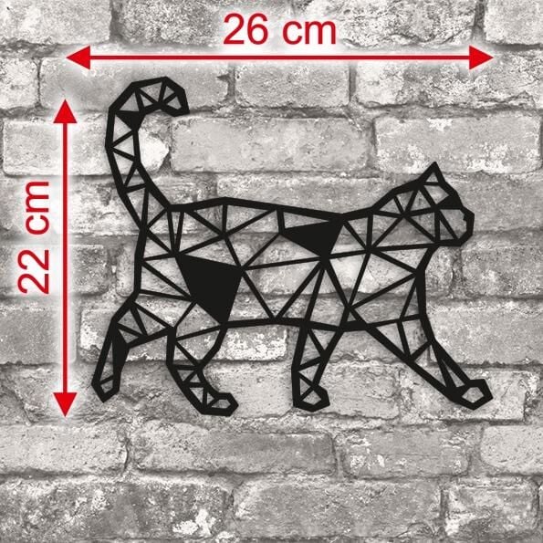 Geometrik Desen Kedi Ahşap Duvar Dekoru