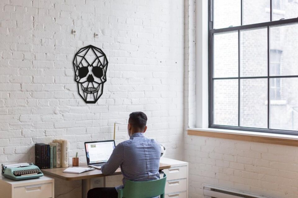 Dekoratif Geometrik Desen Kuru Kafa Ahşap Duvar Dekoru