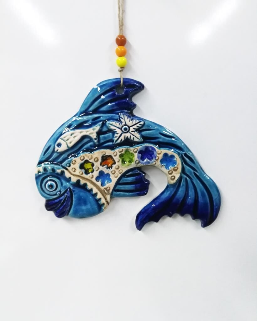 Seramik Balık Dekoratif El İşi Duvar Süsü Nazarlık