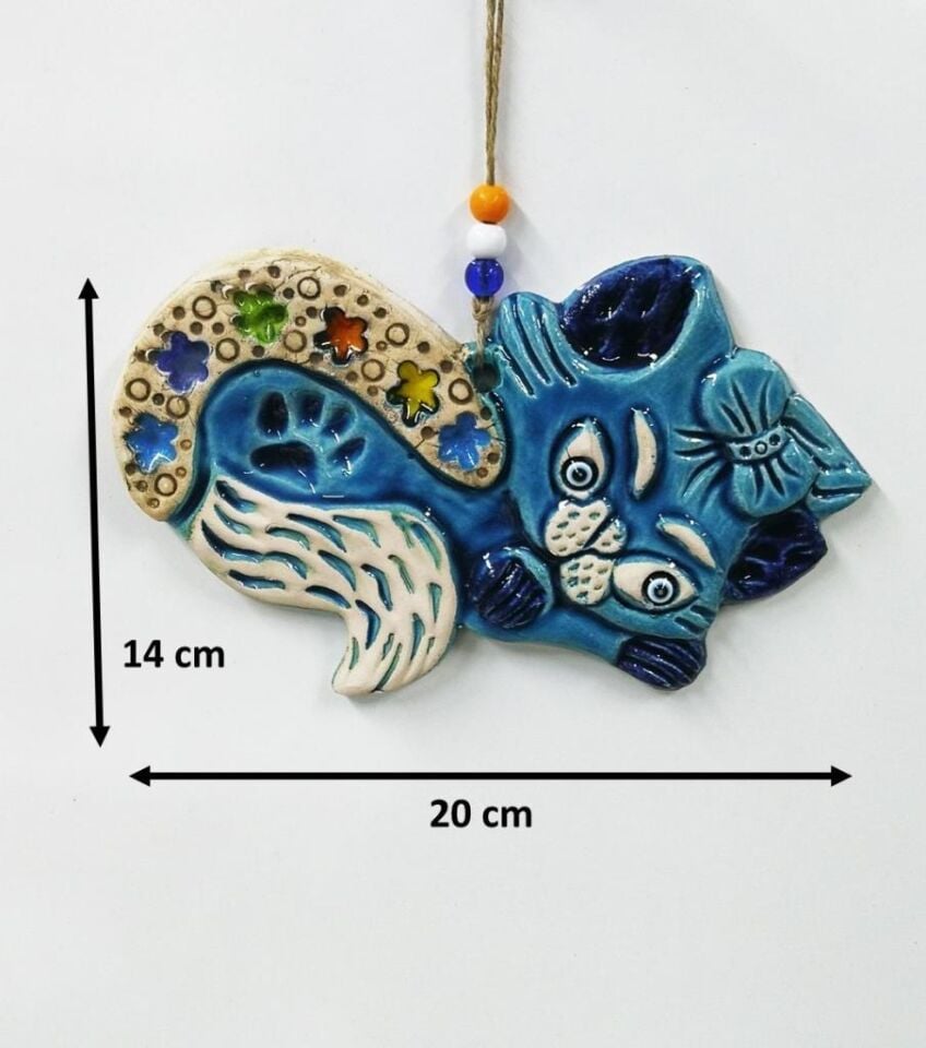 Seramik Kedi Dekoratif El İşi Duvar Süsü Nazarlık