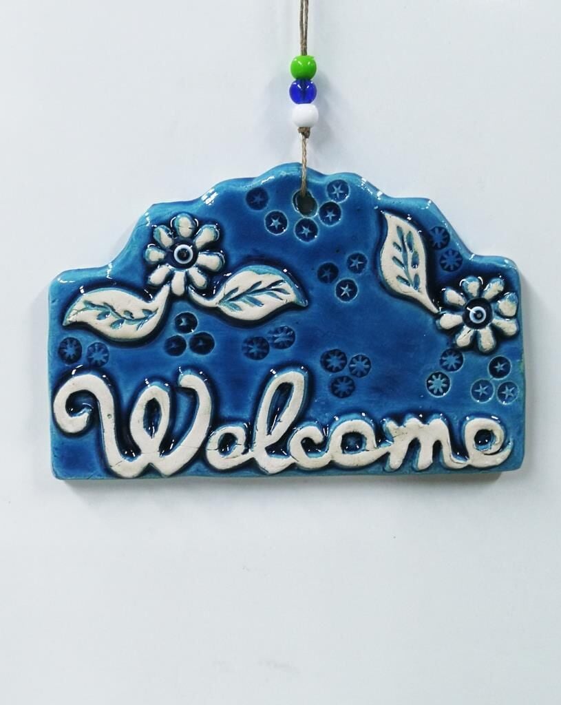 Seramik Welcome Dekoratif El İşi Duvar Süsü Nazarlık