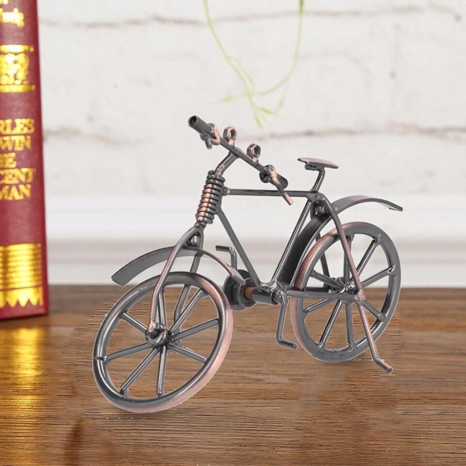 Dekoratif Metal Bisiklet Süsleri, Vintage Bisiklet Dekoru Retro Bisiklet Figürleri Küçük Masaüstü El Sanatları Ev Ofis Dekorasyonu