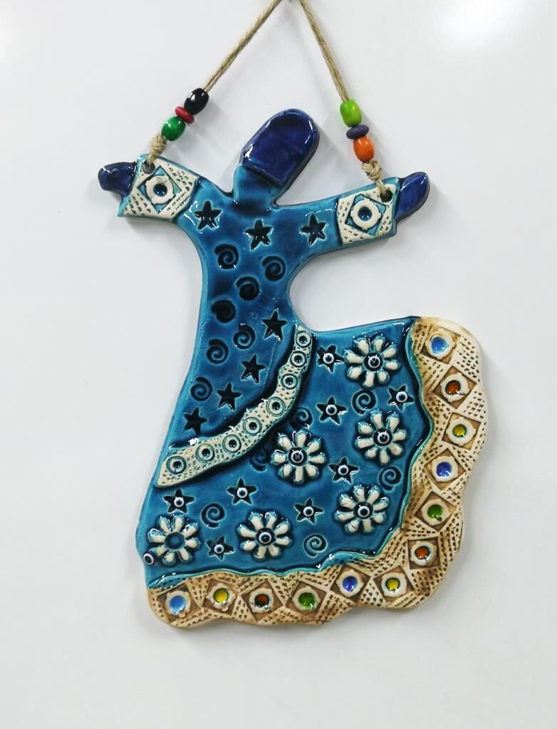 Seramik Semazen Dekoratif El İşi Duvar Süsü Büyük Boy Nazarlık