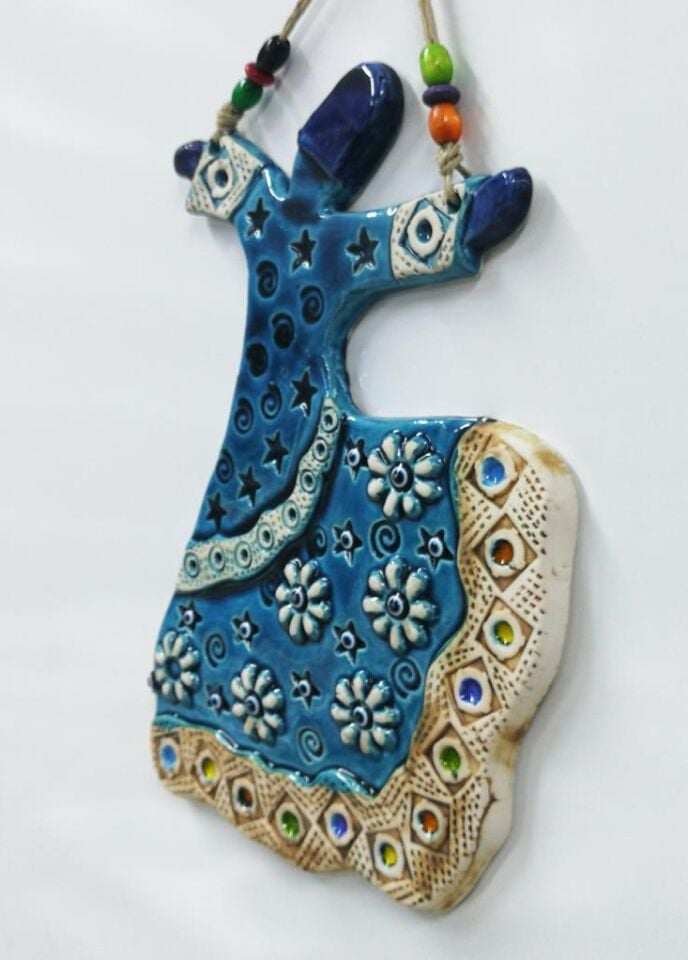 Seramik Semazen Dekoratif El İşi Duvar Süsü Büyük Boy Nazarlık