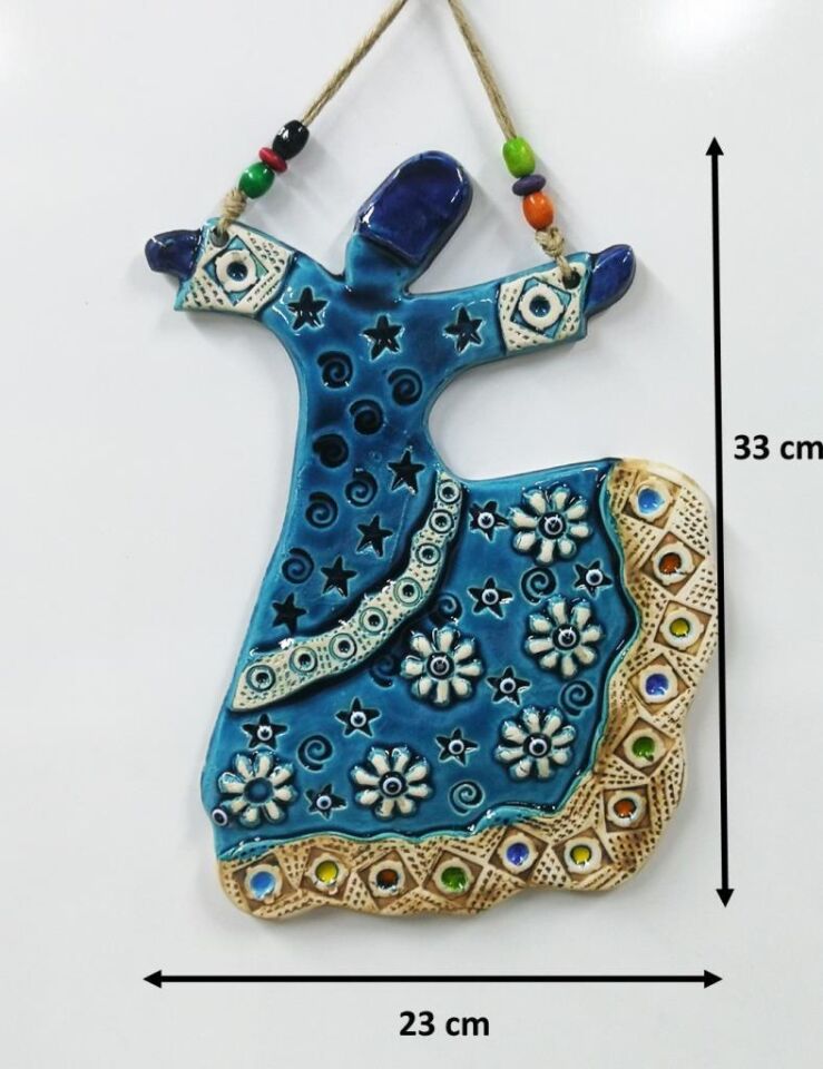 Seramik Semazen Dekoratif El İşi Duvar Süsü Büyük Boy Nazarlık