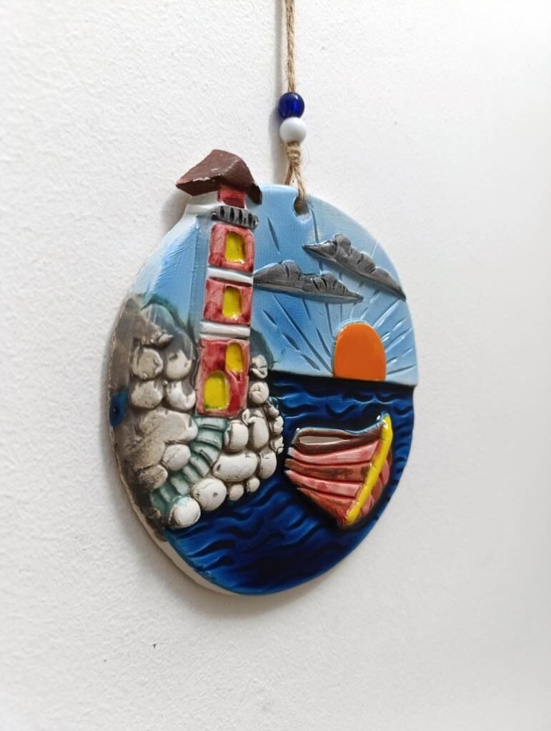 Seramik Deniz Temalı Dekoratif El İşi Duvar Süsü