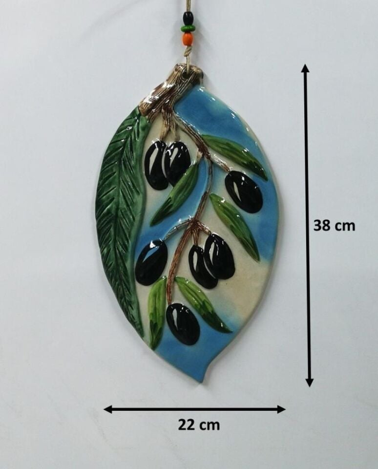 Seramik Zeytin Dalı Dekoratif El İşi Duvar Süsü Büyük Boy Nazarlık