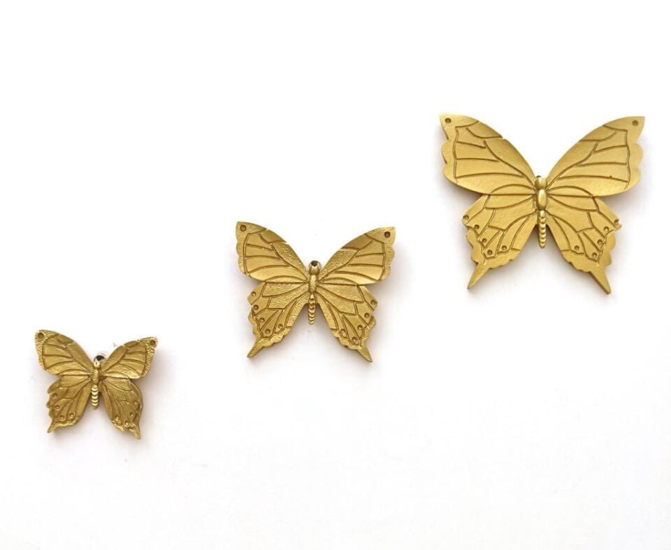 Dekoratif Üçlü Kelebek Duvar Süsü Ev Dekoru