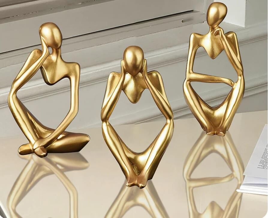 İskandinav Tarz 3 Adet Lüks Stil Soyut Şekil Biblo Heykel Ev Dekorasyon Süsleri Masa Dekoru Raf Dekoru ALTIN