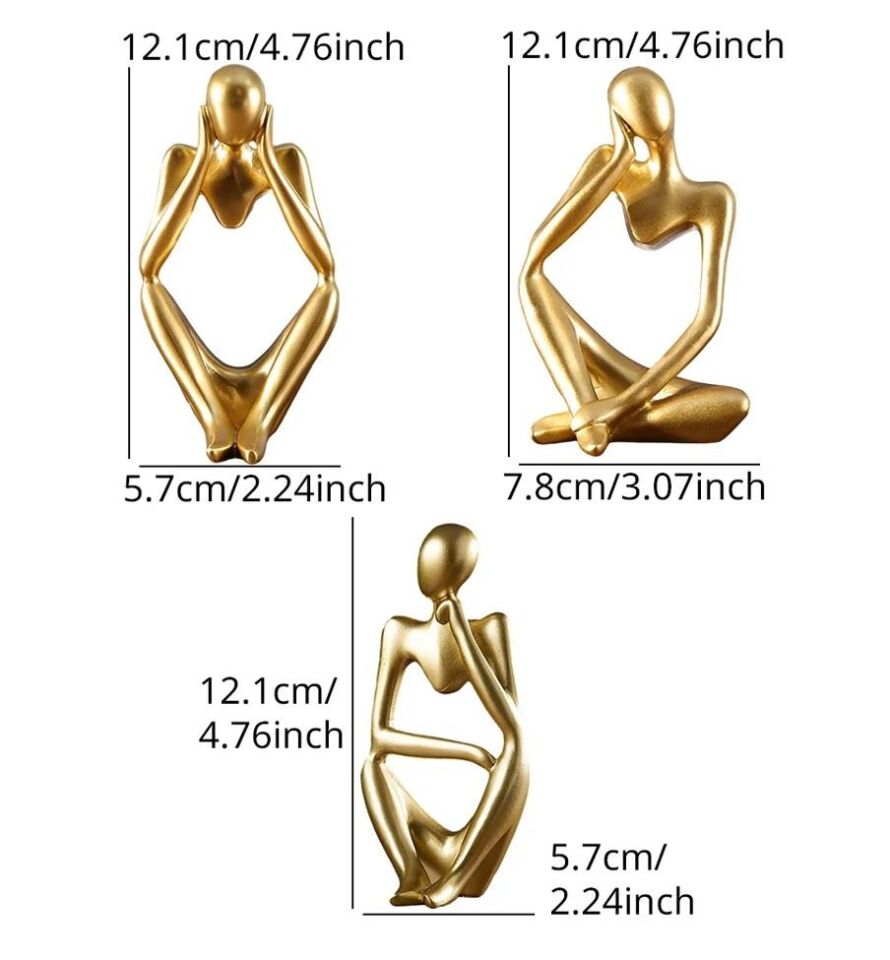 İskandinav Tarz 3 Adet Lüks Stil Soyut Şekil Biblo Heykel Ev Dekorasyon Süsleri Masa Dekoru Raf Dekoru ALTIN