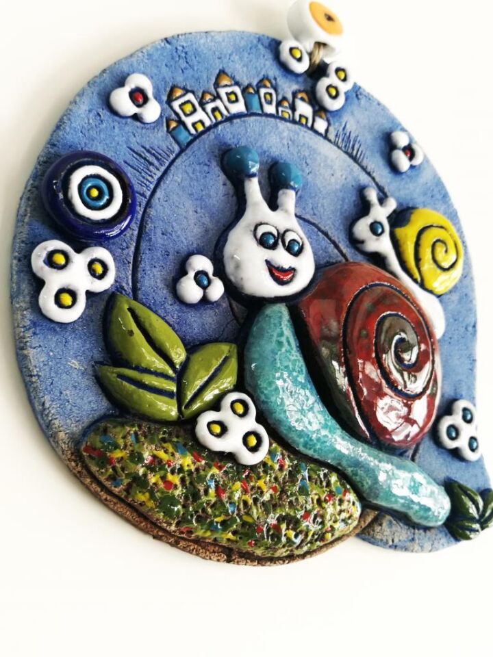 Özel Tasarım Seramik Salyangoz Aile Nazarlık Duvar Süsü