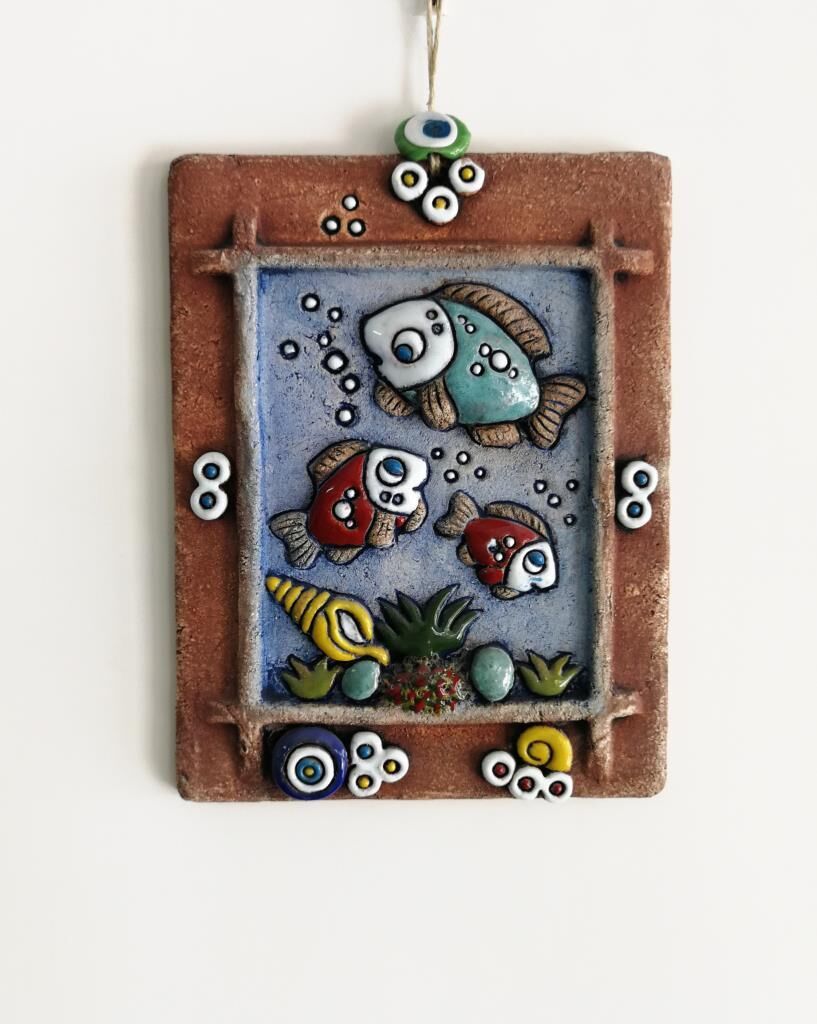 Özel Tasarım Seramik Akvaryum Nazarlık Duvar Süsü Tablo