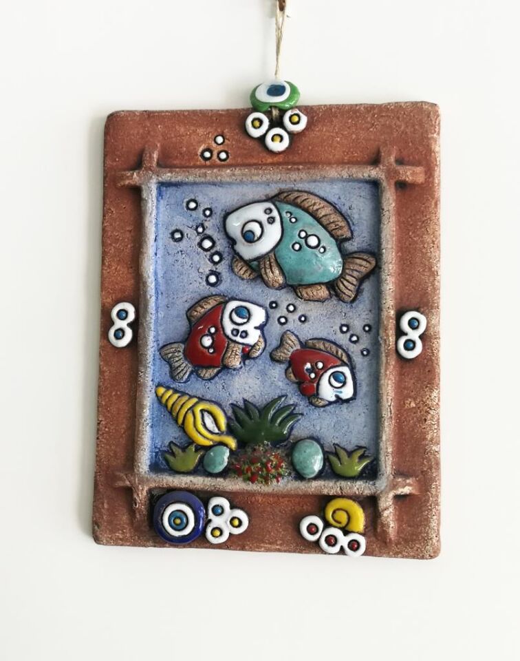 Özel Tasarım Seramik Akvaryum Nazarlık Duvar Süsü Tablo