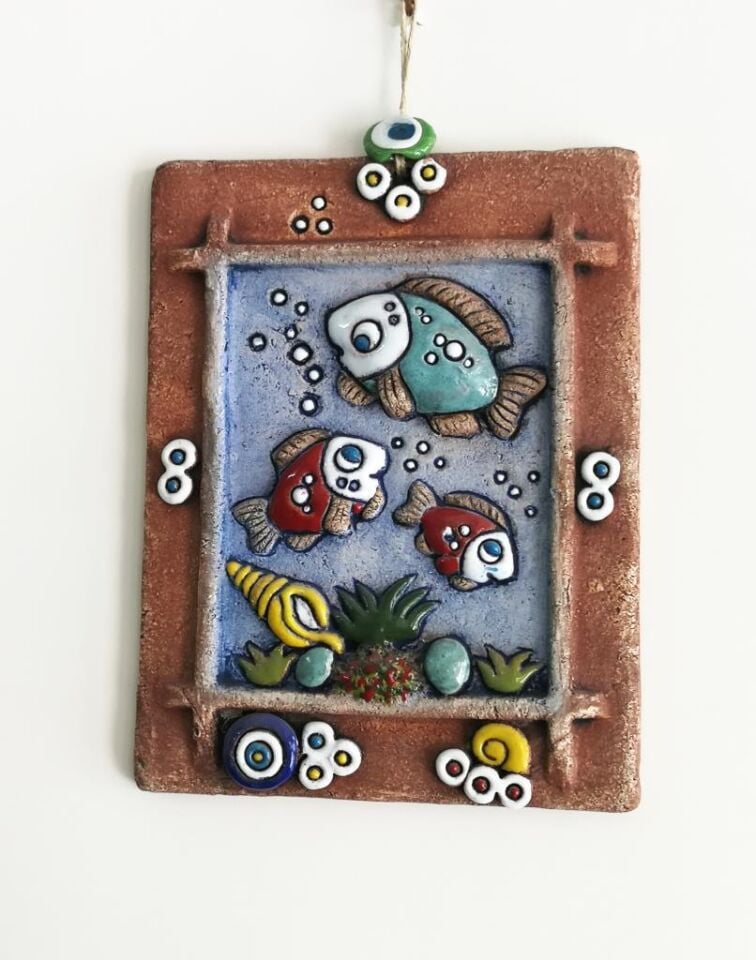 Özel Tasarım Seramik Akvaryum Nazarlık Duvar Süsü Tablo