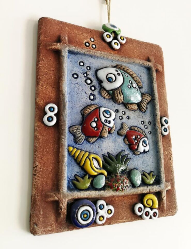 Özel Tasarım Seramik Akvaryum Nazarlık Duvar Süsü Tablo