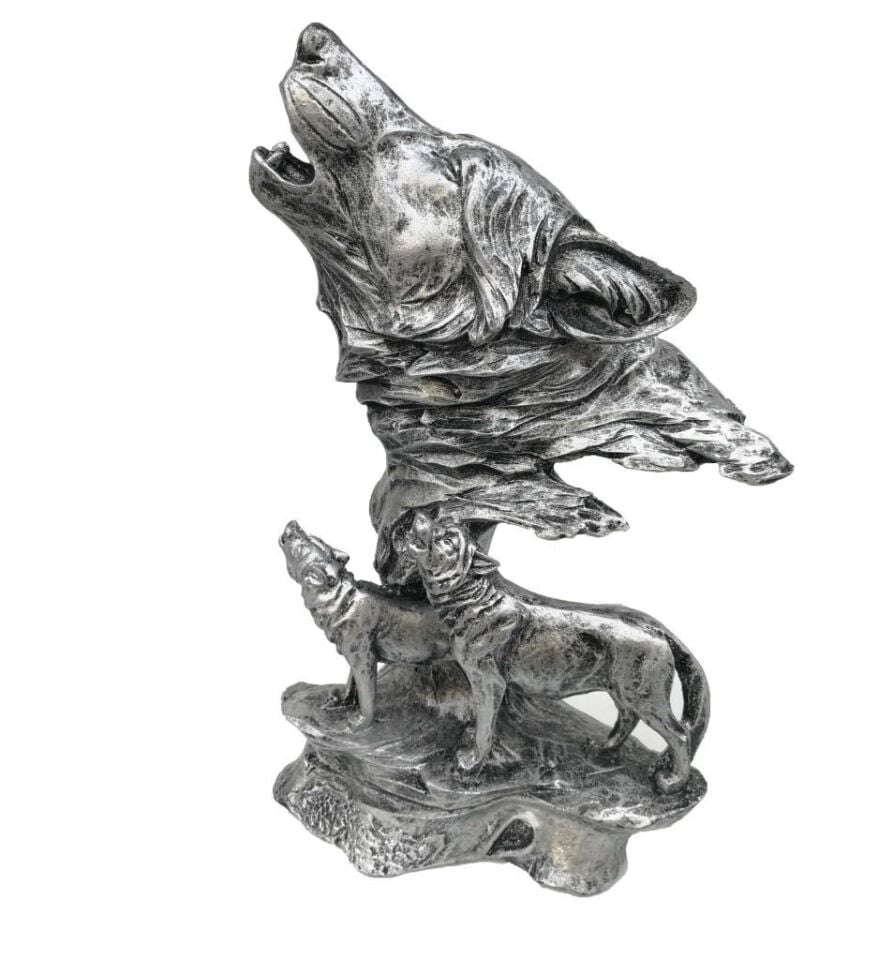 Dekoratif Uluyan Kurt Heykel Biblo