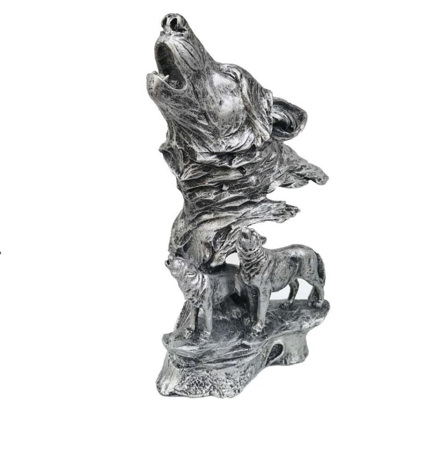 Dekoratif Uluyan Kurt Heykel Biblo