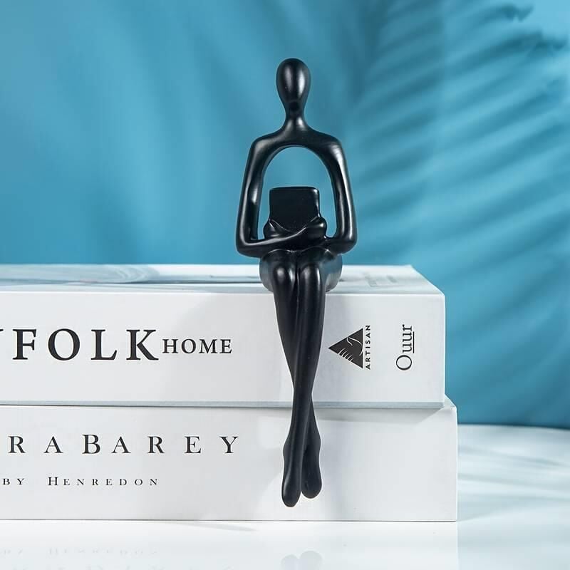 İskandinav Tarz Dekoratif 1 Adet Tekli Soyut Düşünen Heykel Biblo Ev Dekorasyon Raf Dekoru Oturma Odası Aksesuar Kitap Okuyan