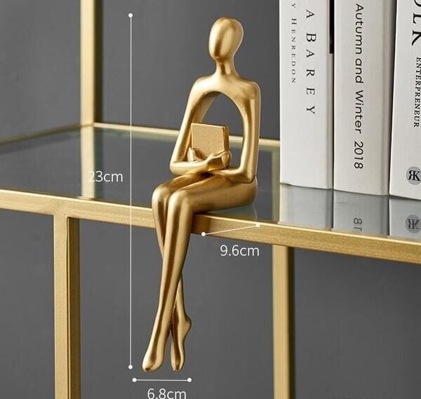 İskandinav Tarz Dekoratif 1 Adet Tekli Soyut Düşünen Heykel Biblo Ev Dekorasyon Raf Dekoru Oturma Odası Aksesuar Kitap Okuyan