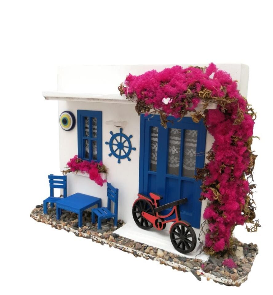 Dekoratif Maket Ev Led Işıklı El Yapımı Duvar Süsü