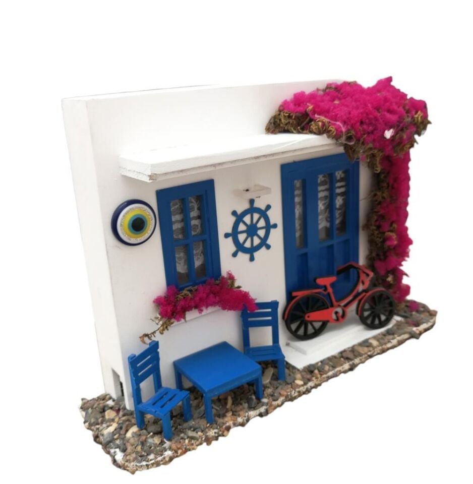 Dekoratif Maket Ev Led Işıklı El Yapımı Duvar Süsü