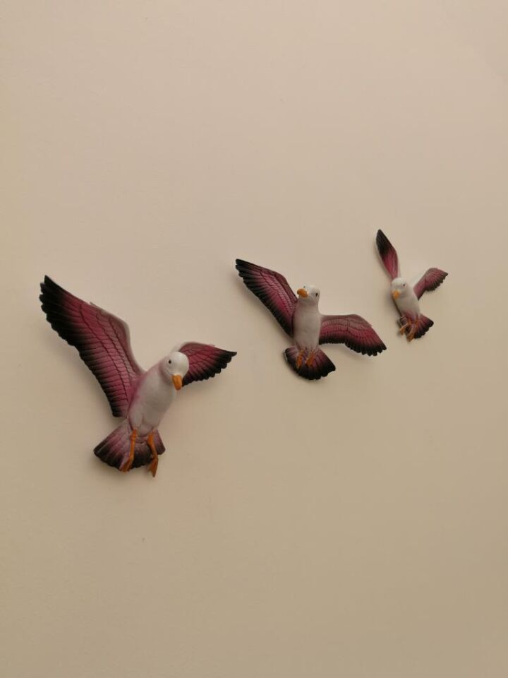 Üçlü Kuş Duvar Süsü Dekoratif Üçlü Martı