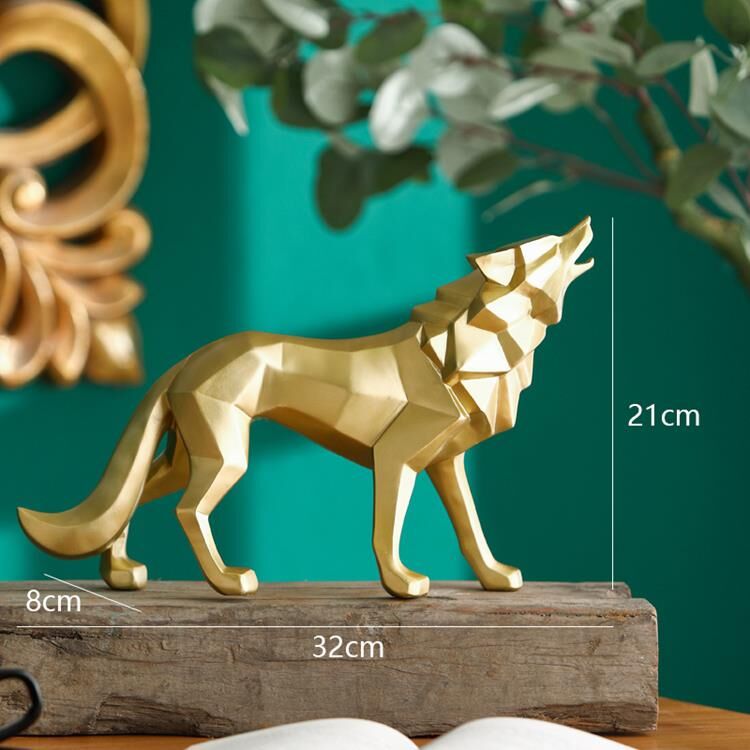 Dekoratif Büyük Boy Kübik Uluyan Kurt Biblo Ev Masa Dekoru