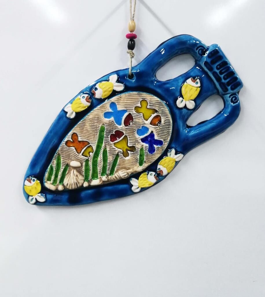 Seramik Küp El İşi Duvar Süsü Büyük Boy Dekoratif Nazarlık