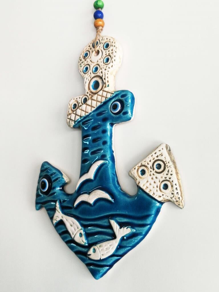 Seramik Çapa Dekoratif El İşi Duvar Süsü Nazarlık