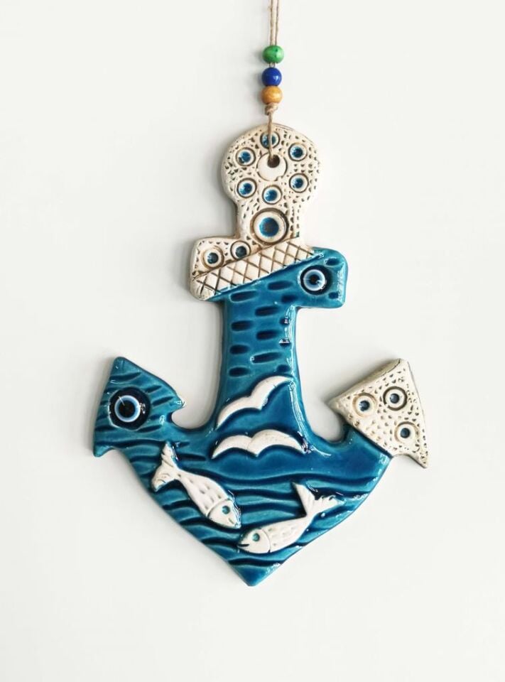 Seramik Çapa Dekoratif El İşi Duvar Süsü Nazarlık