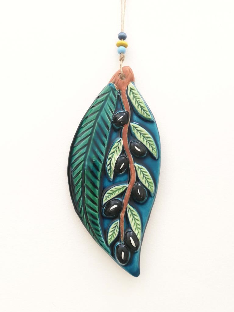 Seramik Zeytin Dalı Dekoratif El İşi Duvar Süsü Nazarlık