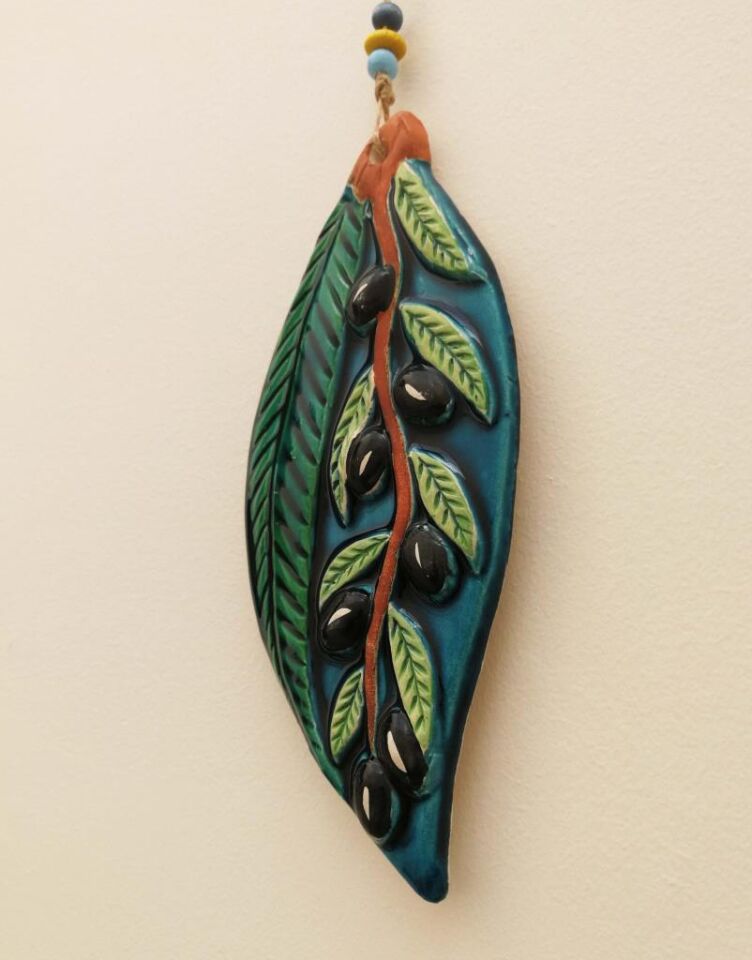 Seramik Zeytin Dalı Dekoratif El İşi Duvar Süsü Nazarlık