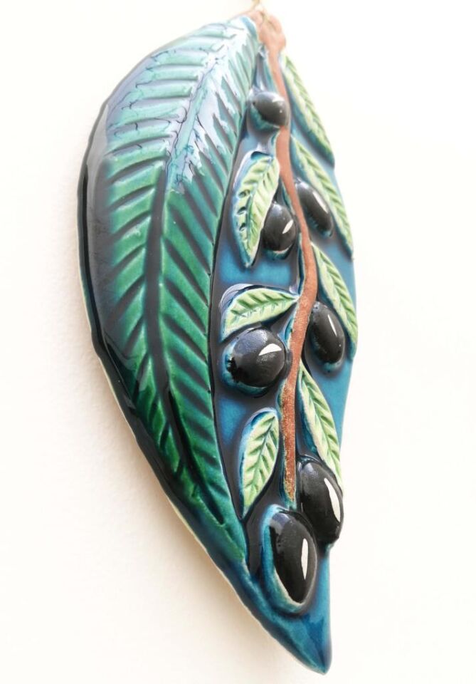 Seramik Zeytin Dalı Dekoratif El İşi Duvar Süsü Nazarlık