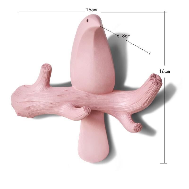 Dekoratif Tekli Kuş Modern Duvar Askılık Dekoru Dal Üstünde Kuş Duvar Dekoru Pembe