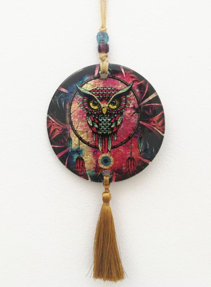 Desenli Altın Varaklı Nazar Boncuğu Duvar Süsü 10 cm