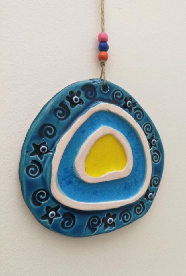 Nazarlık Şekilli Dekoratif Askılı Duvar Süsü 16*16 cm