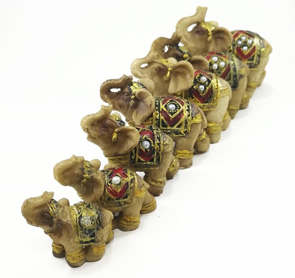 Yedili Uğurlu Fil Dekoratif Biblo