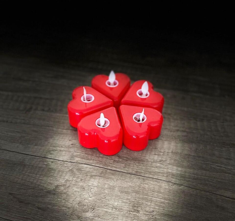 5 Adet Kalp Figürlü Romantik Elektronik Hareketli Mum