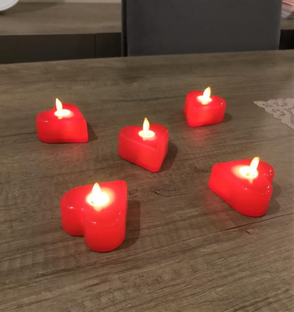 5 Adet Kalp Figürlü Romantik Elektronik Hareketli Mum