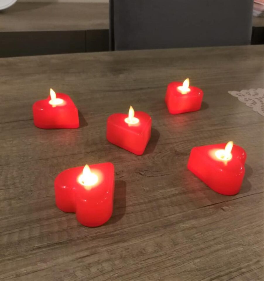 5 Adet Kalp Figürlü Romantik Elektronik Hareketli Mum