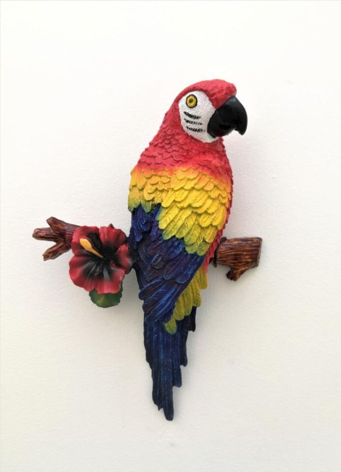 Dekoratif Dal Üstünde Renkli Papağan Duvar Süsü