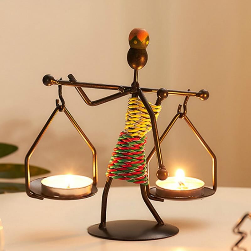 Kadın Figürlü Metal Ferforje Tealight Mumluk Ev Dekoru Süs